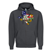 Smoke bull skull texas map american playng Zipper Hoodie - BarkalooDesign