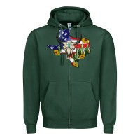 Sports Green bull skull texas map american playng Zipper Hoodie - BarkalooDesign