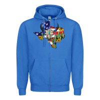 True Royal bull skull texas map american playng Zipper Hoodie - BarkalooDesign
