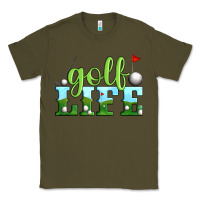Army Green golf life Classic Tee - Artiststas