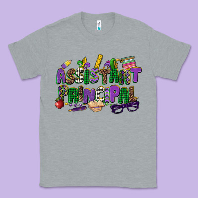 Assistant Principal Mardi Gras Classic Tee Designed By Cowgirlartshop