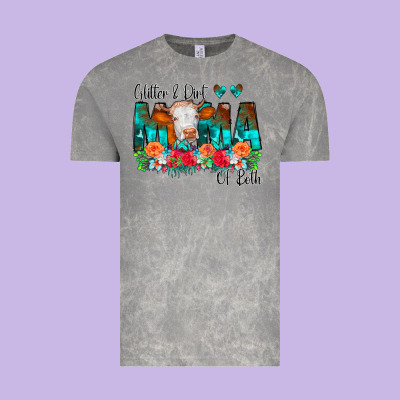 Glitter Dirt Mama Of Both Cow Flowers Vintage Tee Designed By Cowcowdesign