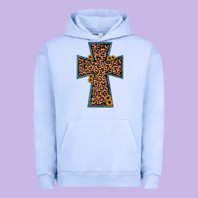 Leopard Sunflower Cross Urban Hoodie Designed By Jahusdesignshop