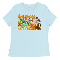 Baby Blue leaves and lattes Ladies Tee - CowGirlArtShop