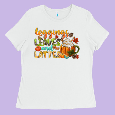 Leaves And Lattes Ladies Tee Designed By Cowgirlartshop