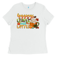 White leaves and lattes Ladies Tee - CowGirlArtShop