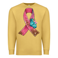Antique Gold cancer ribbon and boxing gloves Premium Sweatshirt - AdoDesignShop