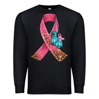 Black cancer ribbon and boxing gloves Premium Sweatshirt - AdoDesignShop