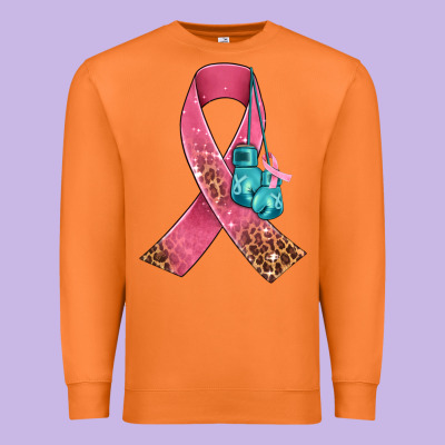 Cancer Ribbon And Boxing Gloves Premium Sweatshirt Designed By Adodesignshop