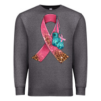 Charcoal Heather cancer ribbon and boxing gloves Premium Sweatshirt - AdoDesignShop