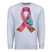 Heather Grey cancer ribbon and boxing gloves Premium Sweatshirt - AdoDesignShop