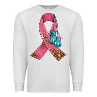 Oatmeal Heather cancer ribbon and boxing gloves Premium Sweatshirt - AdoDesignShop