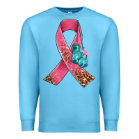 Ocean Blue cancer ribbon and boxing gloves Premium Sweatshirt - AdoDesignShop