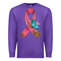 Purple cancer ribbon and boxing gloves Premium Sweatshirt - AdoDesignShop