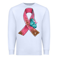 White cancer ribbon and boxing gloves Premium Sweatshirt - AdoDesignShop