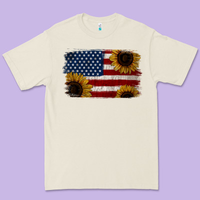 Distressed Yellow Sunflower American Flag Premium Tee Designed By Jasminsmagicworld