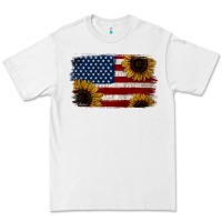 White Distressed Yellow Sunflower American Flag Premium Tee - Jasminsmagicworld