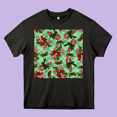 Christmas Candy Cane Heavy Core Tee Designed By Nancycooperartshop