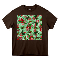 Chocolate Brown Christmas candy cane Heavy Core Tee - NancyCooperArtShop