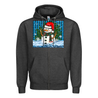 Charcoal Heather snowy christmas snowman Zipper Hoodie - BarkalooDesign
