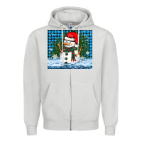 Dove Grey snowy christmas snowman Zipper Hoodie - BarkalooDesign