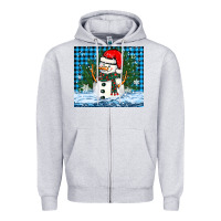 Snowy Christmas Snowman Zipper Hoodie | Teevron