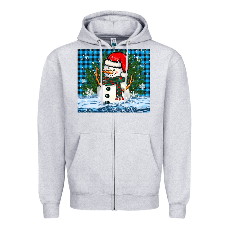 Snowy Christmas Snowman Zipper Hoodie by BarkalooDesign | Teevron
