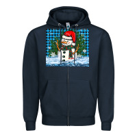 Navy snowy christmas snowman Zipper Hoodie - BarkalooDesign