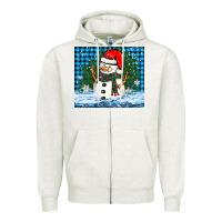Oatmeal Heather snowy christmas snowman Zipper Hoodie - BarkalooDesign