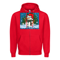 Red snowy christmas snowman Zipper Hoodie - BarkalooDesign