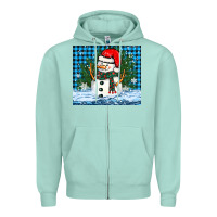 Seafoam snowy christmas snowman Zipper Hoodie - BarkalooDesign