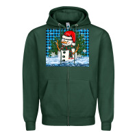 Sports Green snowy christmas snowman Zipper Hoodie - BarkalooDesign