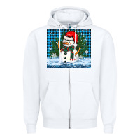 White snowy christmas snowman Zipper Hoodie - BarkalooDesign
