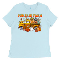 Baby Blue pumpkin farm Ladies Tee - CowGirlArtShop