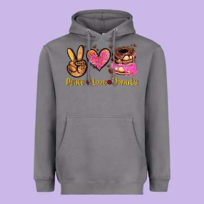 Peace Love Donuts Heavyweight Hoodie Designed By Adodesignshop