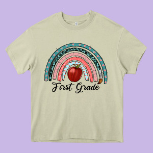 First Grade Rainbow Heavy Core Tee Designed By Ranaportraitstore