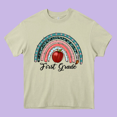 First Grade Rainbow Heavy Core Tee Designed By Ranaportraitstore