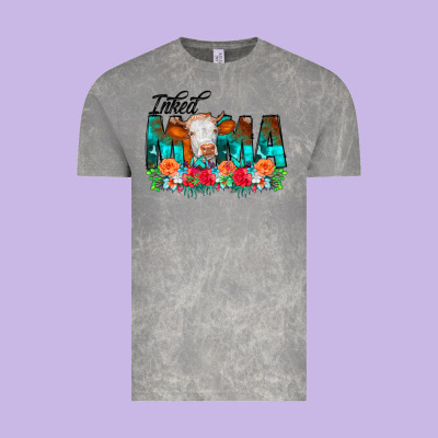 Inked Mama Flowers Cow Vintage Tee Designed By Cowcowdesign