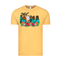 Vintage Mustard Inked Mama Flowers Cow Vintage Tee - CowCowDesign