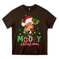 Chocolate Brown Mooey Christmas Heavy Core Tee - texasbilliewilder