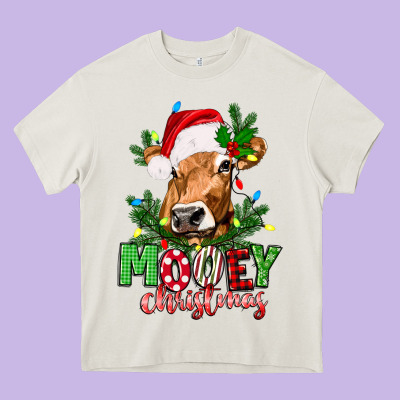 Mooey Christmas Heavy Core Tee Designed By Texasbilliewilder