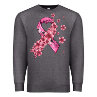 Charcoal Heather pink cancer ribbon Premium Sweatshirt - AdoDesignShop