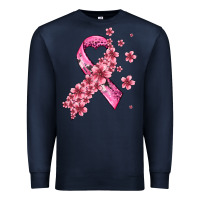 Navy pink cancer ribbon Premium Sweatshirt - AdoDesignShop