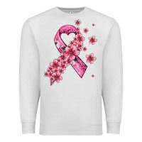 Oatmeal Heather pink cancer ribbon Premium Sweatshirt - AdoDesignShop