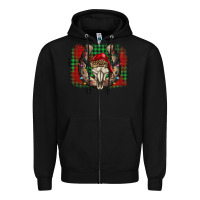 Black christmas horseshoe bull skull Zipper Hoodie - BarkalooDesign