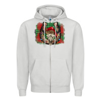 Dove Grey christmas horseshoe bull skull Zipper Hoodie - BarkalooDesign