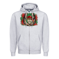 Heather Grey christmas horseshoe bull skull Zipper Hoodie - BarkalooDesign