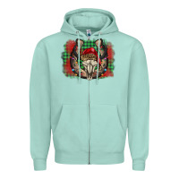 Seafoam christmas horseshoe bull skull Zipper Hoodie - BarkalooDesign