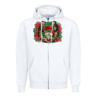 White christmas horseshoe bull skull Zipper Hoodie - BarkalooDesign