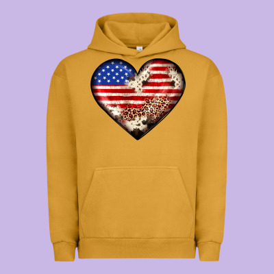 Western Usa Flag Heart Urban Hoodie Designed By Jahusdesignshop